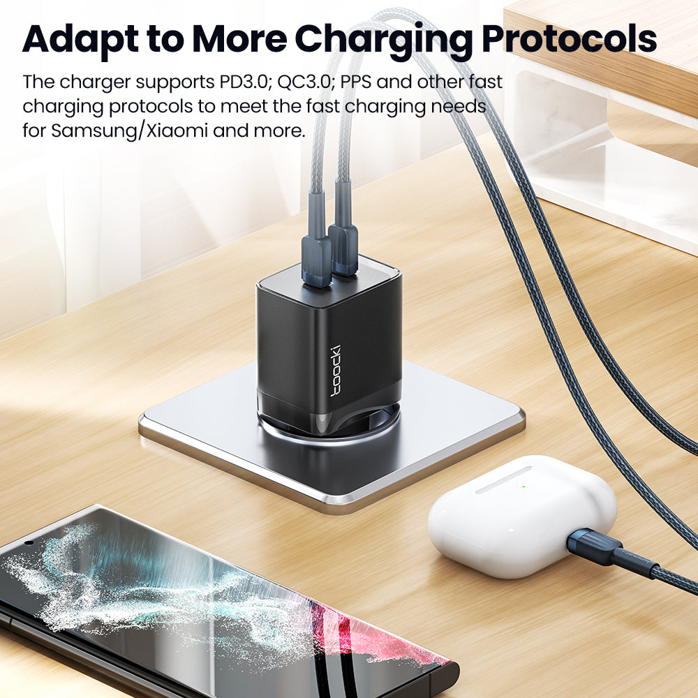 TOOCKI P047AB10A2C0 PD 47W GaN Wall Charger Dual Type-C Fast Charging Power Adapter TOOCKI P047AB10A2C0 PD 47W GaN Wall Charger Dual Type-C Fast Charging Power Adapter